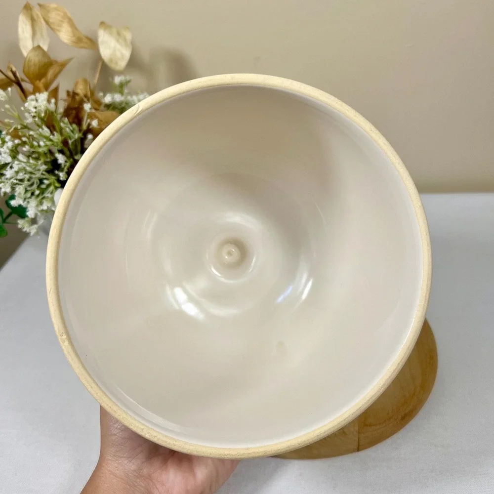 Vintage Porcelain Floral Cheese Ball Cover w/ Wood Base